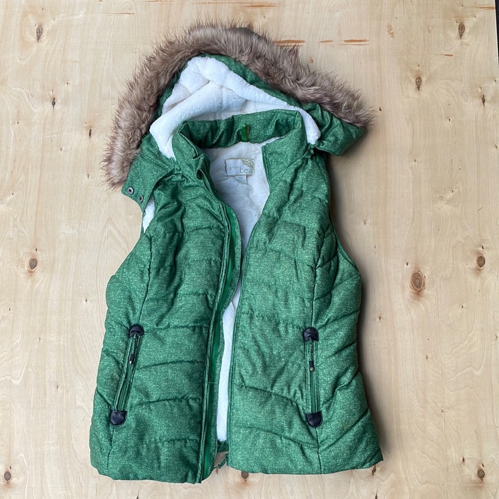 Green Tea brand fur jacket vest